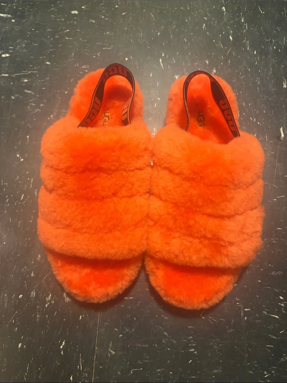 UGG Kids Fluff Slide Sandal - Orange Plush